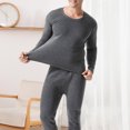 thumbnail image 3 of 2Pcs/Set O-Neck Long Sleeve Elastic Waist Ankle Length Thickened Thermal Underwear Set Autumn Winter Solid Color Fleece Lining Bottoming Top Pants, 3 of 8