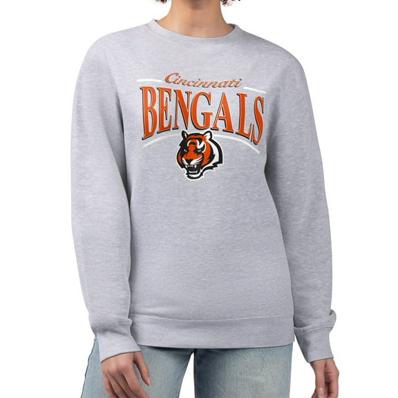 Women's Starter Gray Cincinnati Bengals Arch Stripe Fleece Pullover Sweatshirt