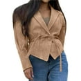 thumbnail image 1 of Chaqueta de con Parches y Cinturón para Mujer, de Larga, con Cordón Ajustable, Abrigo Grueso para Mujer, Ropa de Calle Caqui M, 1 of 10