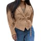 thumbnail image 1 of Chaqueta de con Parches y Cinturón para Mujer, de Larga, con Cordón Ajustable, Abrigo Grueso para Mujer, Ropa de Calle Caqui M, 1 of 10