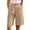 Khaki, variant on Lopecy-Sta Womens Shorts High Waist Pleated Bermuda Shorts Casual Wide Leg Shorts with Pockets Summer Tailored Shorts for Office and Daily Wear