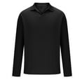 thumbnail image 6 of LNWUY Mens Solid Color V Neck Shirts Casual Long Sleeve Slim Fit Golf T-Shirts Soft Breathable Comfortable Cotton Top Tees Black L, 6 of 6