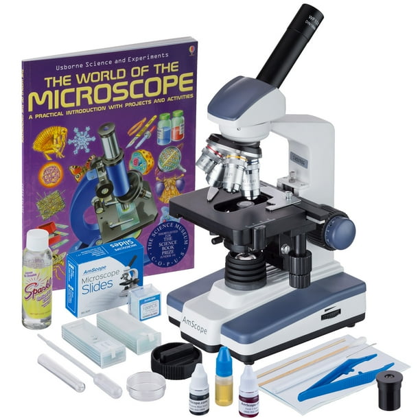 AmScope 40X2500X LED Monocular Compound Microscope with Extensive