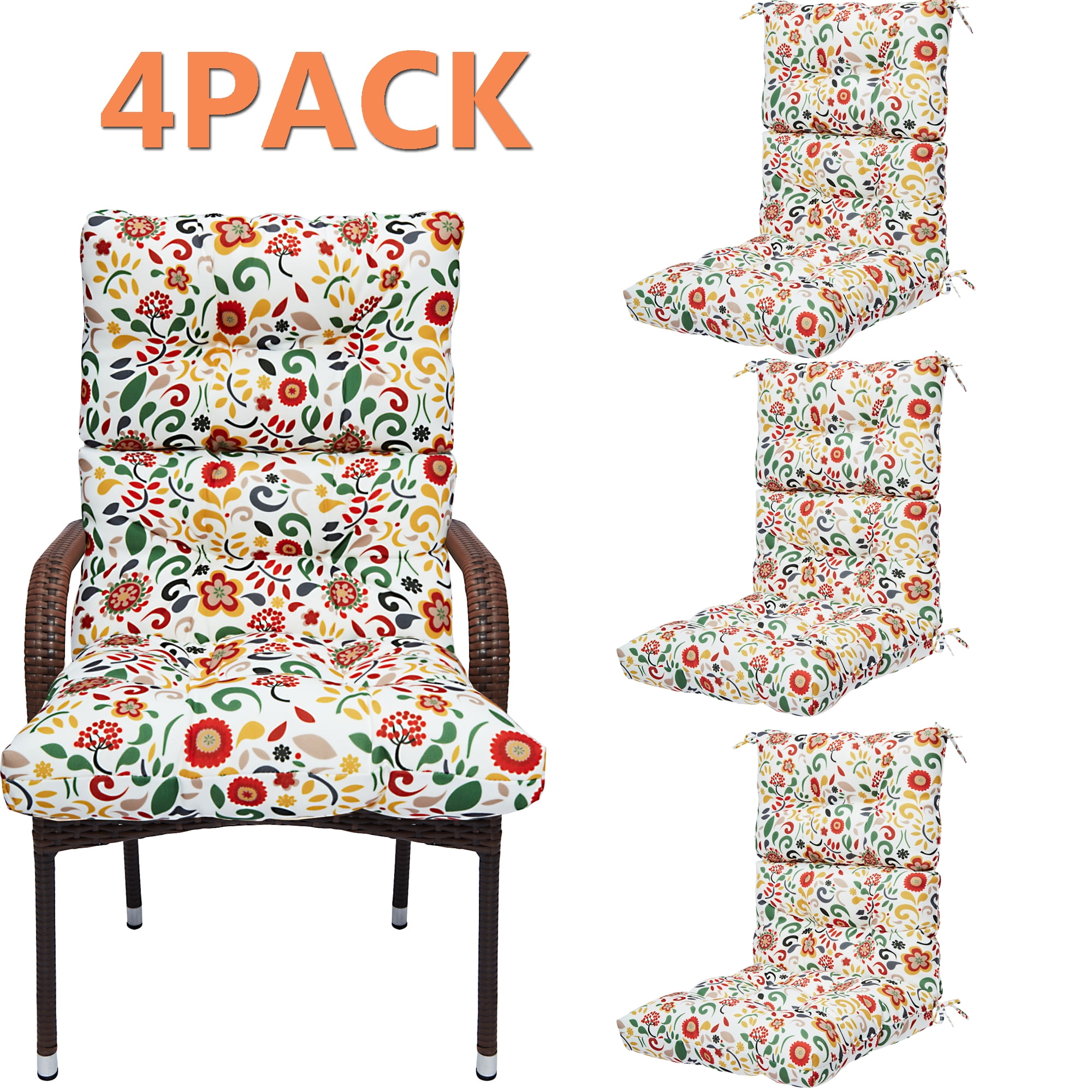 KingShop Set of 4 Patio High Back Chair Cushion, Dining Chair