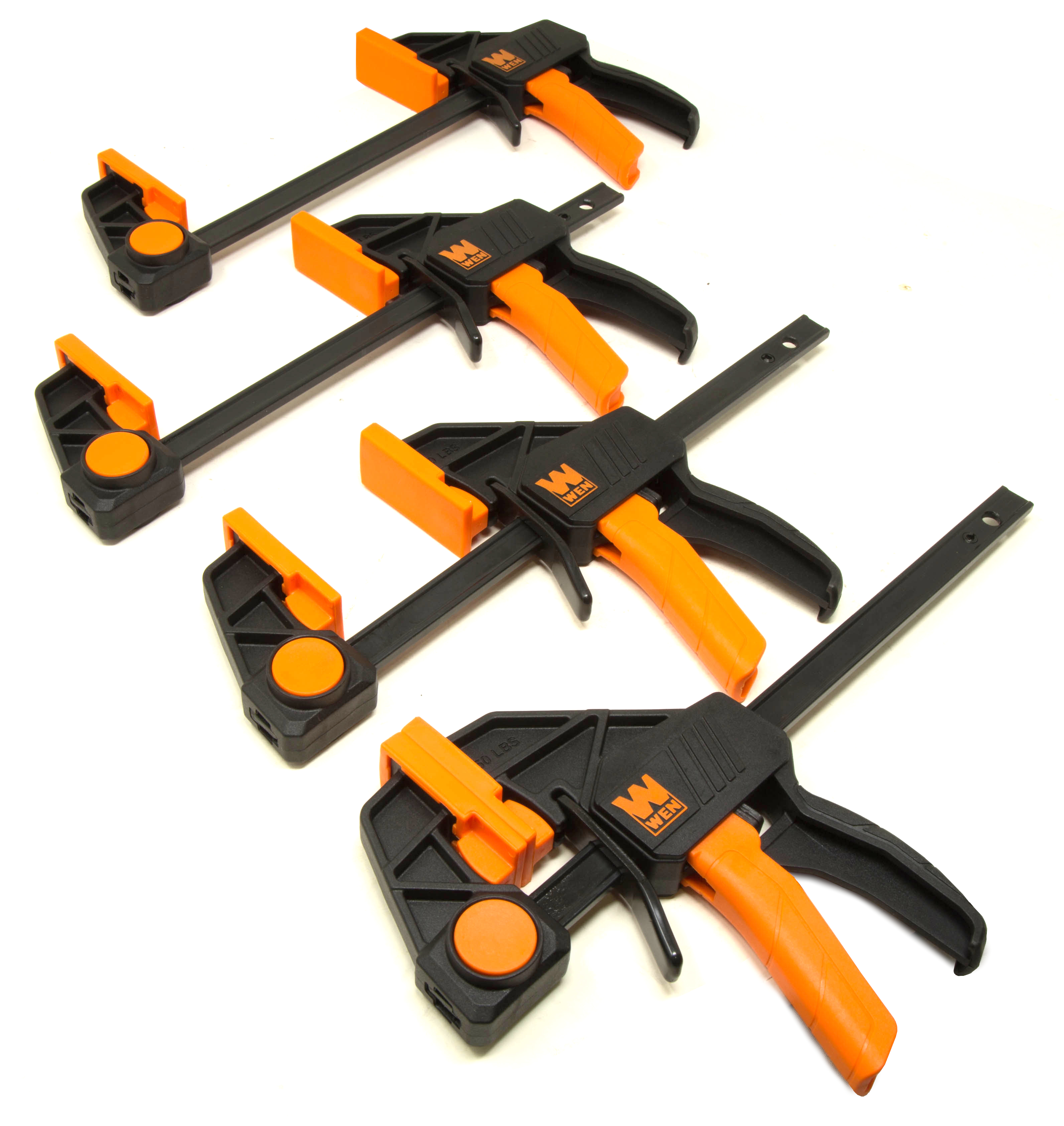 WEN 6-Inch Heavy Duty Steel Bar Clamps and Spreaders with 2.3-Inch Throat, Four Pack