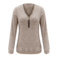 thumbnail image 4 of AherBiu Chemises pour Femmes 2024 Manches Longues Décontractées Demi-Zip Hauts Automne Tunique Tricotée Côtelée, 4 of 7