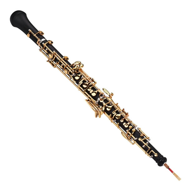 Instrumento de oboe Llave profesional Oboe C Estilo semiautomático Llaves chapadas en oro puro Instrumento de viento de madera con guantes de caña Oboe Estuche de cuero Bolsa de transporte Paño de lim