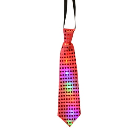 JenniWears Light Up LED Sequin Neck Ties Novelty Blinking Party Toy Neckties