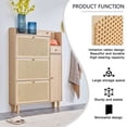 thumbnail image 4 of Modern Minimalist Beige Japanese Rattan Storage Cabinet - Shoe Cabinet & Bedside Table for Corridors & Living Rooms, 4 of 9