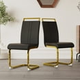 thumbnail image 3 of Kitchen Dining Chairs Set of 4, Modern PU Faux Leather High Back Dining Chair with C-Metal Legs, Dining Chairs with Upholstered Seat for Dining Room, Kitchen, 3 of 9