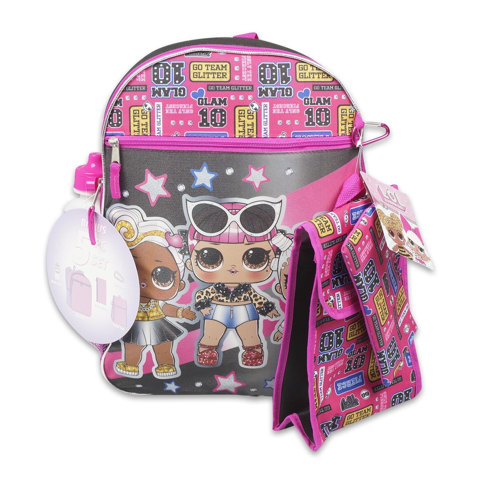5Piece LOL Surprise! Backpack Set 16", LunchKit, Pencil Case, Water