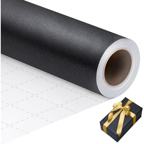 Black Wrapping Paper 17 Inch X 33 Feet Solid Color Matte Gift Wrapping Paper for Birthday, Wedding, DIY Bouquet, Graduation Gifts