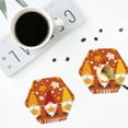 thumbnail image 5 of Pofeuu Happy Thanksgiving Three Gnomes Print Leather Coasters Set of 6, Round Cups Mugs Mat Pad for Home Kitchen Heat Resistant Drink Coasters,Hexagon, 5 of 7