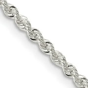 2.25mm Sterling Silver Classic Solid Rope Chain Necklace, 26 Inch