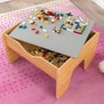 thumbnail image 4 of KidKraft Reversible Wooden Activity Table with Board with 195 Building Bricks   Gray & Natural, Gift for Ages 3+, 4 of 9