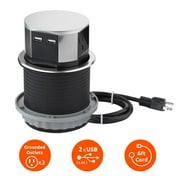 Link2Home Pop Up Outlet with USB, 3 Outlets, 2 USB Ports, Silver