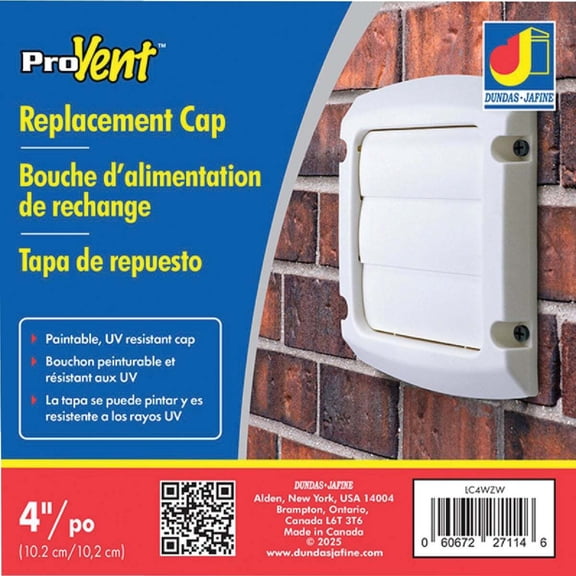 Dundas Jafine ProVent 4 In. White Plastic Replacement Vent Cap LC4WZW