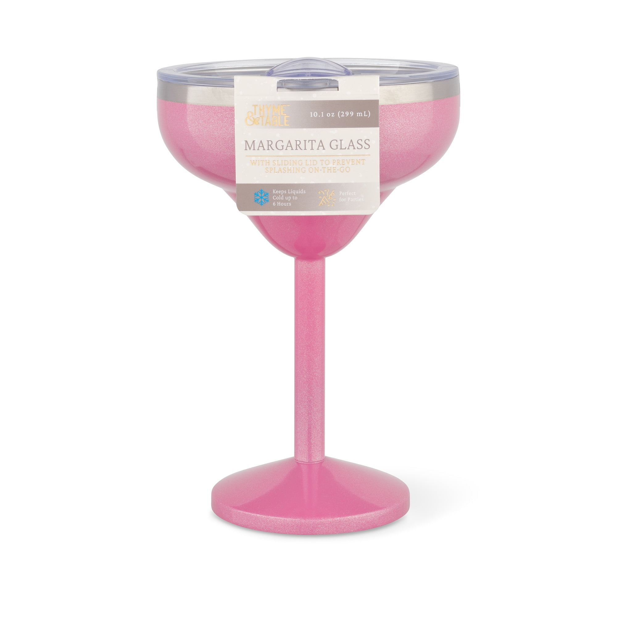 Thyme & Table 10oz Stainless Steel Margarita Tumbler with Push lid, Pink