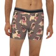 thumbnail image 2 of Picia Cut Pug Pattern Men's Athletic Long Leg Briefs , Performance Stretch Underwear，Moisture-Wicking, 2 of 7