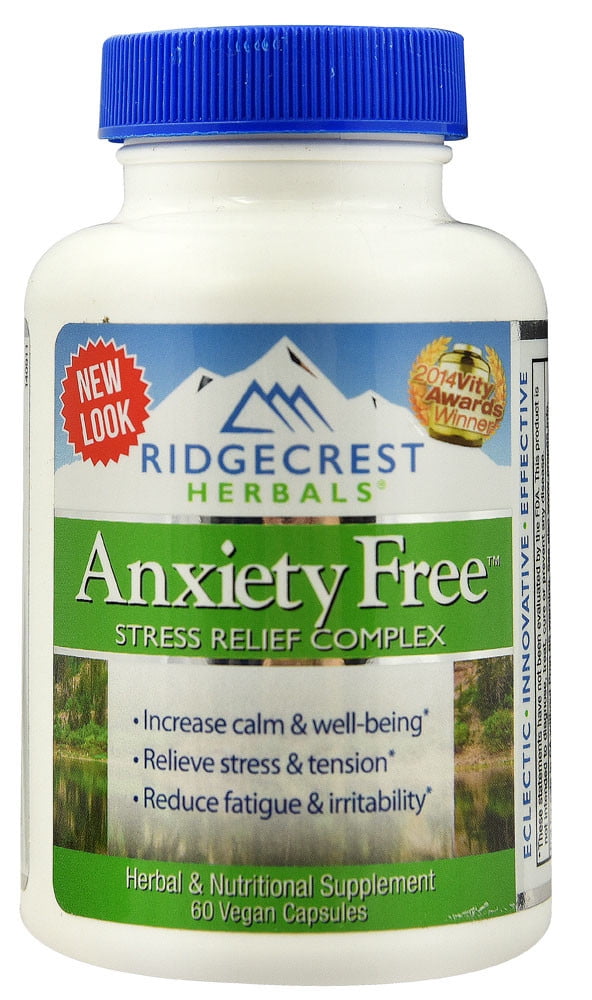 Ridgecrest Herbals Anxiety Free Stress Relief Formula 60 Vegetarian