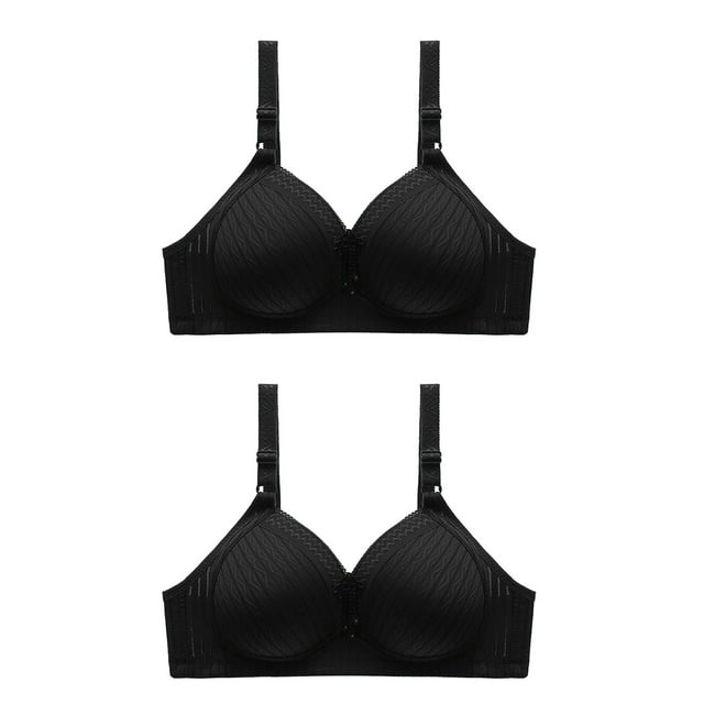 Kyusrd Full Coverage Bras For Women Adjustable Strap No Underwire Comfort Gathering Push Up Breathable Bralette Bras Solid Color Comfortable Wireless Bras 2Pcs