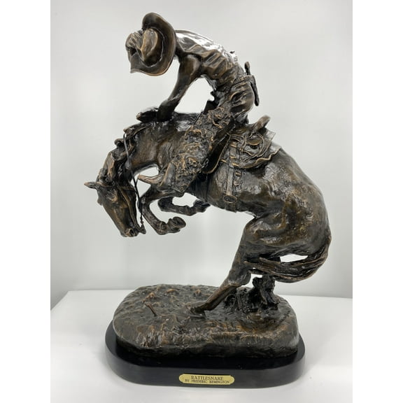 "Rattlesnake" American Handmade Remington Solid Bronze Sculpture Medium Size 11.5"H x 9"L x 5"W