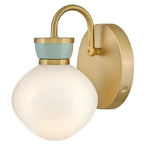 Lark 85590 Lucy 10" Tall Bathroom Sconce - Lacquered Brass / Seafoam