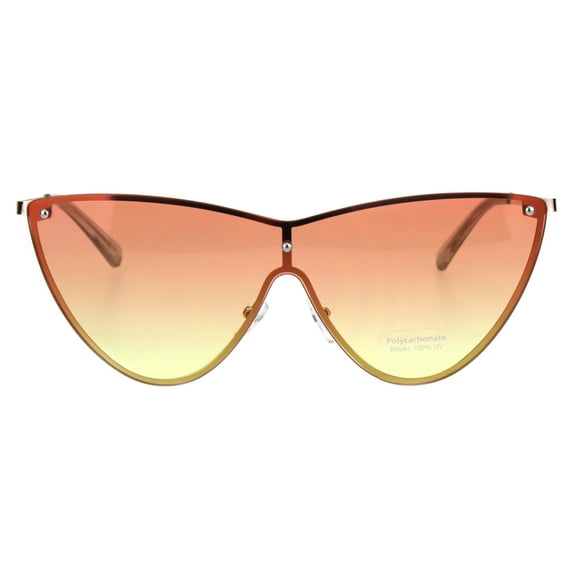 SA106 Womens Shield Exposed Edge Chic Large Cateye Sunglasses Orange Yellow