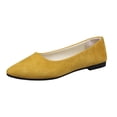 thumbnail image 3 of Domzle 2026 New Flat Shoes for Women Pointed Toe Pumps Shoes Faux Suede Ballets Flats Comfortable Soft Ballet Dressy Slip on Walking Ballerina Shoe Yellow, 3 of 4