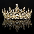 thumbnail image 1 of COCIDE Tiara y corona de oro rosa para mujer, coronas de reina de cristal, tiaras de princesa con diamantes de imitación para niña, novia, accesorios para el cabello de boda, fiesta de cumpleaños, gra, 1 of 4