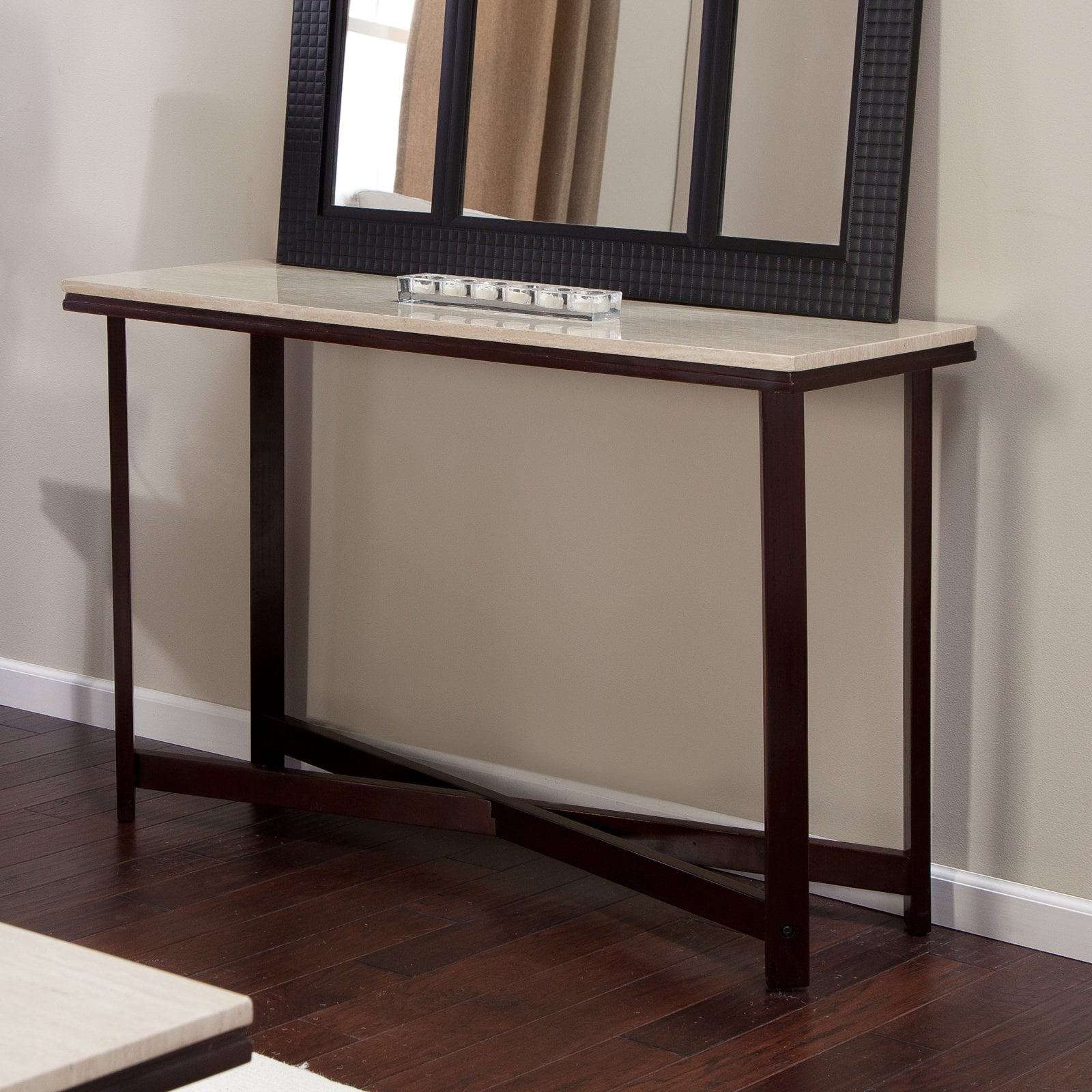 Avorio Faux Travertine Console Table