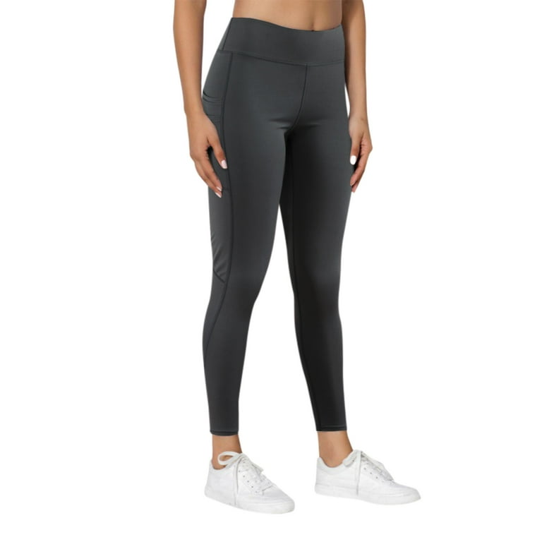 Baocc Yoga Pants Pants Running Color High-Waist Casual Solid Slim-Fitting  Fitness Tights Leggings Pocket Women's -Lifting Yoga Yoga Pants Pants for  Women Dark Gray 