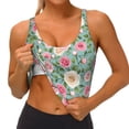 thumbnail image 4 of Vsdgher Rose Flowers Print Women Sleeveless Athletic Tank Top Built-in Bra Camisole Sports Vest for Yoga Running Fitness Exercise with Removable Pads, 4 of 8