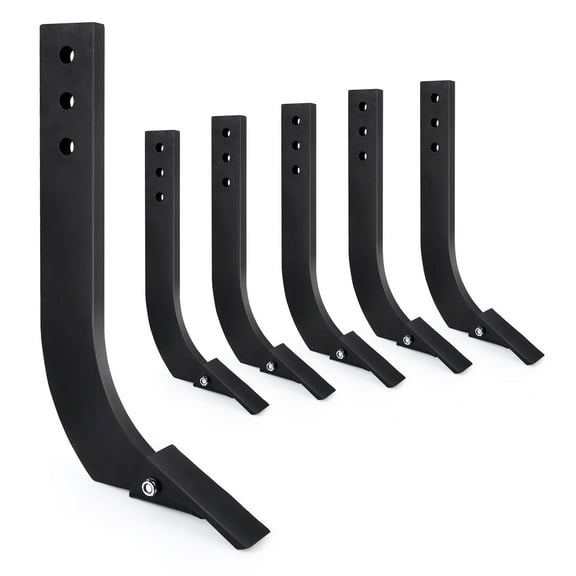 TROPOW Box Blade Shank, 16'' Ripper Shank, 3 Holes Box Scraper Shank, Scarifier Shank with Removable Tapered Teeth and Pins, Adjustable Shanks Assembly for Replacement, Digging, Plowing, 6 Pack