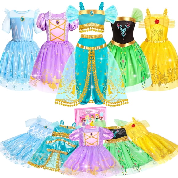 Set de disfraces de princesa Jeowoqao para niñas de 3 a 6 años con 5 juegos