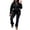 black, variant on Two-Piece Women’s Fleece-Lined Half-Zip Mock Neck Tracksuit Set, Waist-Cinched Sweatshirt and Drawstring Pants, Warm Cozy Casual Lounge Outfit for Daily Wear