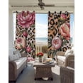thumbnail image 4 of Pink Flowers Blackout Curtains, Light Blocking Print Window Curtains, Leopard Spot Vintage Floral Country Plants Thermal Insulated Window Drapes for Living Room Kitchen Cafe 2 Panels, 84"W x 84"L, 4 of 9