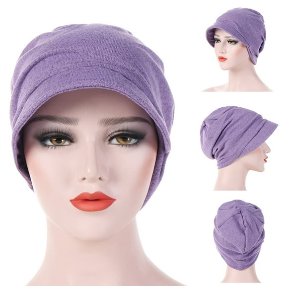 SPRING PARK Fashion Cotton Unisex Women Men Solid Color Outdoor Warm Autumn Beanie Cap with Brim Classic Soft Turban Hat