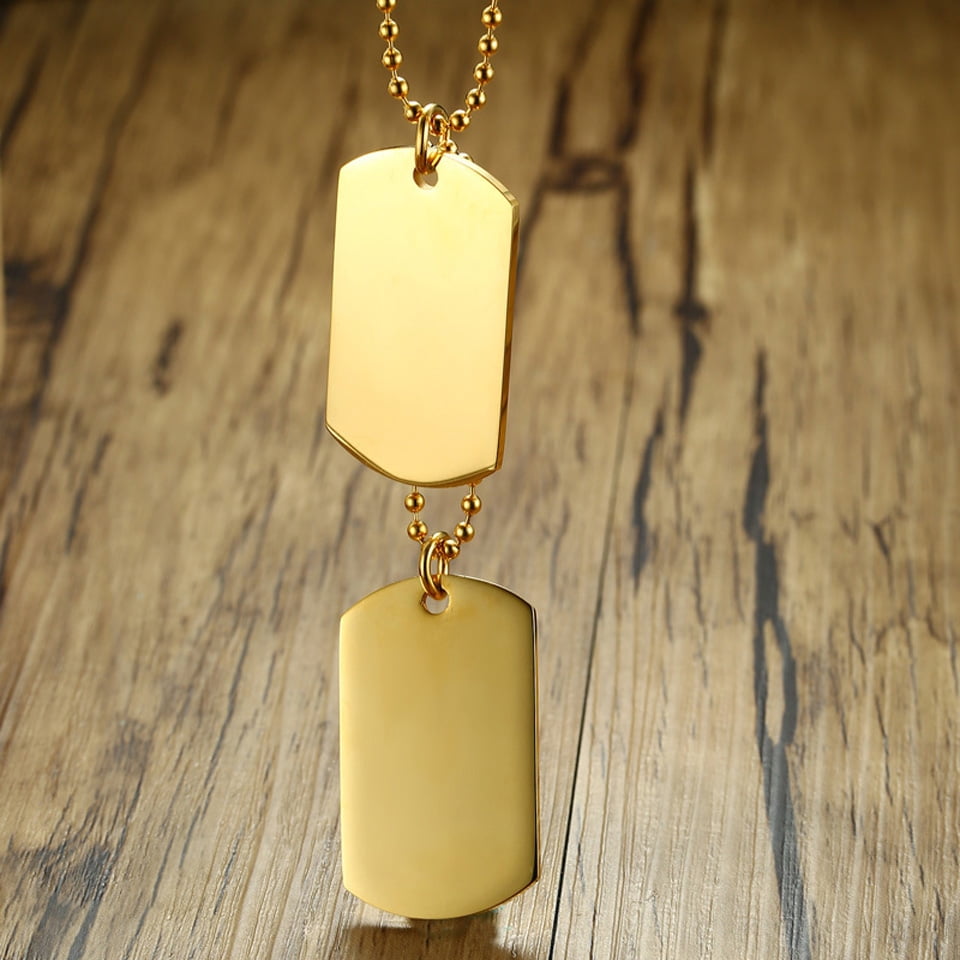 Mens double dog tag necklaces deals