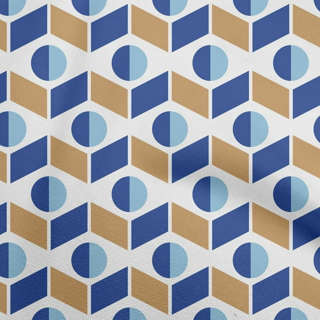 oneOone Rayon Medium Blue Fabric Geometric Craft Projects Decor Fabric Printed By The Yard 56 Inch Wide