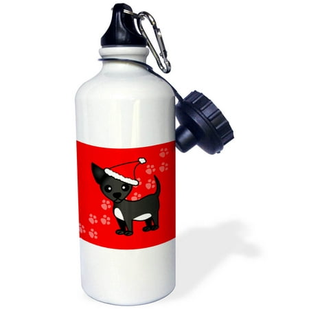

Cute Black Chihuahua Red with Santa Hat 21 oz Sports Water Bottle wb-12083-1