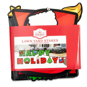 Holiday Time "Happy Holidays" Yard Sign Set, 13 Pieces, 12 inches Tall, Red, Green, Corrugated Plastic, Only at Walmart