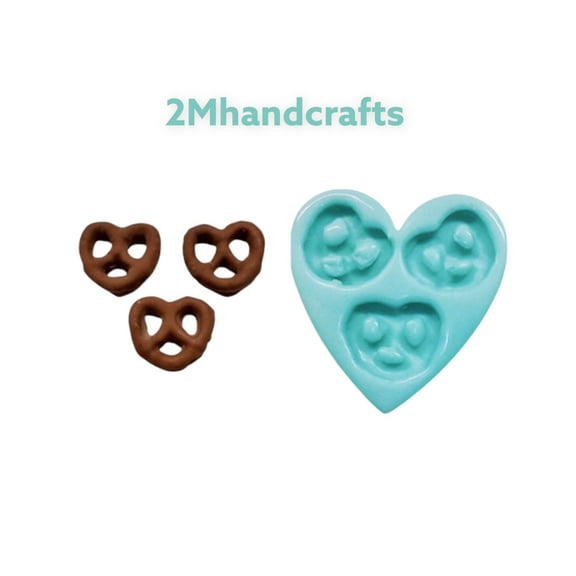 3pc Mini Chocolate Covered Pretzels | Dessert Shape Silicone Mold| Soap| Candle | Mold for Wax| Mold for Resin| Not Food Grade