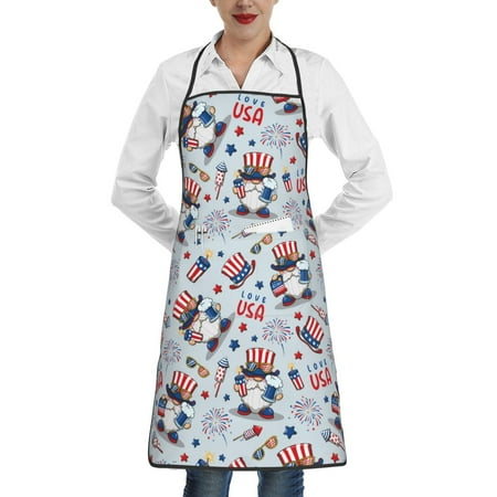 

Matuu I Love USA for Adjustable Cooking Aprons for Women with Pockets Kitchen Aprons for Men Water and Oil Resistant