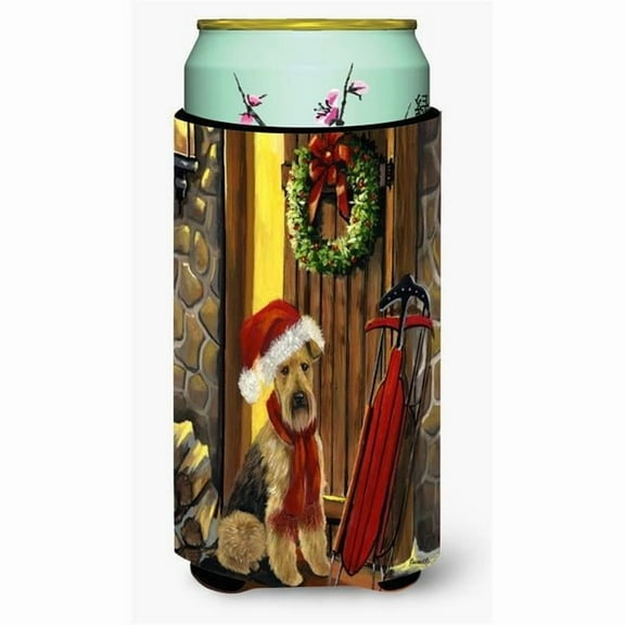Carolines Treasures Airedale Welcome Home Christmas Tall Boy Hugger Tall Boy multicolor
