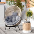 thumbnail image 4 of Costway Oversized Egg Style Chair with Cushions & Headrest Heavy-Duty Metal Frame for Yard Grey, 4 of 10