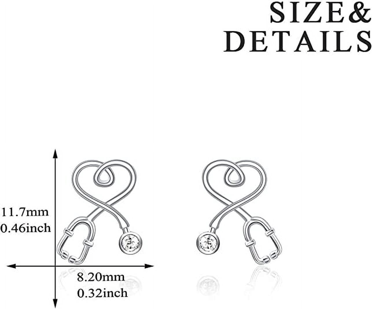 AOBOCO Christmas Gifts 925 Sterling Silver Stethoscope Earrings Simulated Birthstone Crystals Gifts for Her Nurse Medical Student