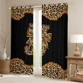thumbnail image 2 of Erosebridal Wild Leopard Print Black Out Curtains,Cheetah Bows Theme First Letter J Kids Curtains Pack of 2 (42x63 Each) For Girly, 2 of 7