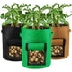 thumbnail image 2 of (Pequeño Φ25*30cm【4 Galones】Negro) 1 Paquete de Bolsas para Macetas No Tejidas con Tapa Abatible y Asa para Macetas para Plantar Patatas, Zanahorias, Fresas, Tomates, Flores, 2 of 5