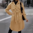 thumbnail image 2 of Uhndy Jackets for Women, Women Ladies Solid Lapel Cardigan Long Sleeve Coat Single-Breasted Belt Shirt Outerwear Winter Coats Christmas Gifts for Women, 2 of 6